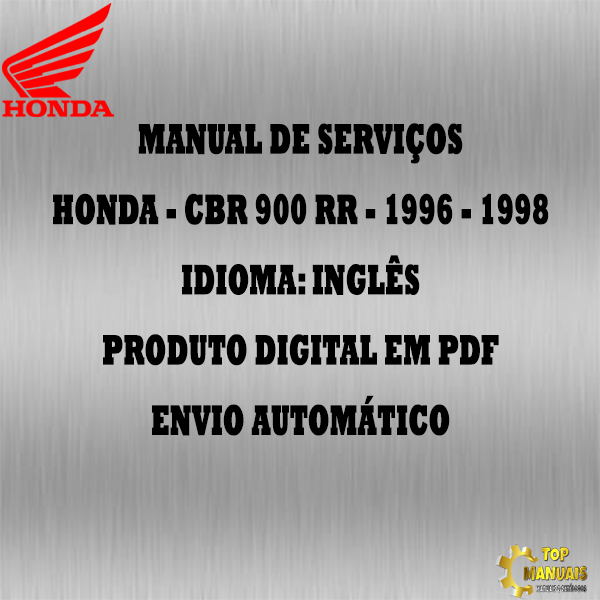 Manual De Serviços - Honda - CBR 900 RR - 1996 - 1998