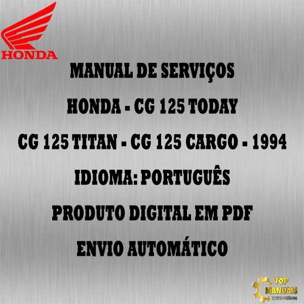 Manual De Serviços - Honda - CG 125 Today - CG 125 Titan - CG 125 Cargo - 1994