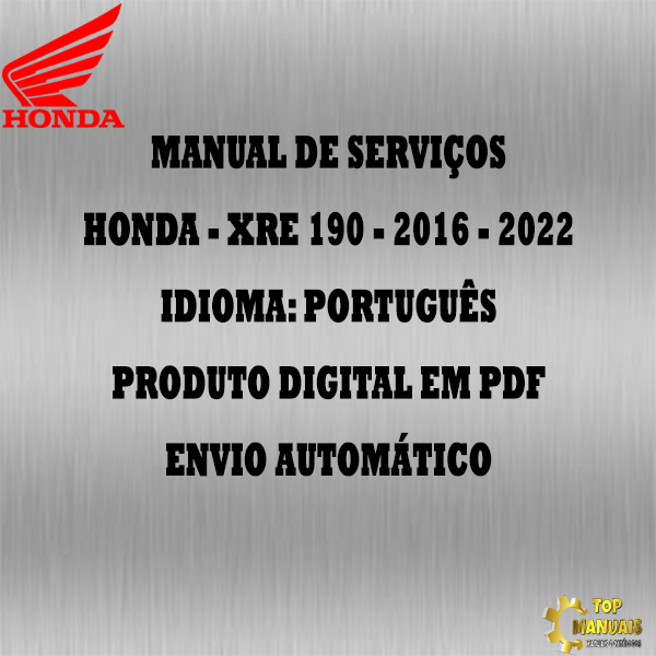 Manual De Serviços - Honda - XRE 190 - 2016 - 2022