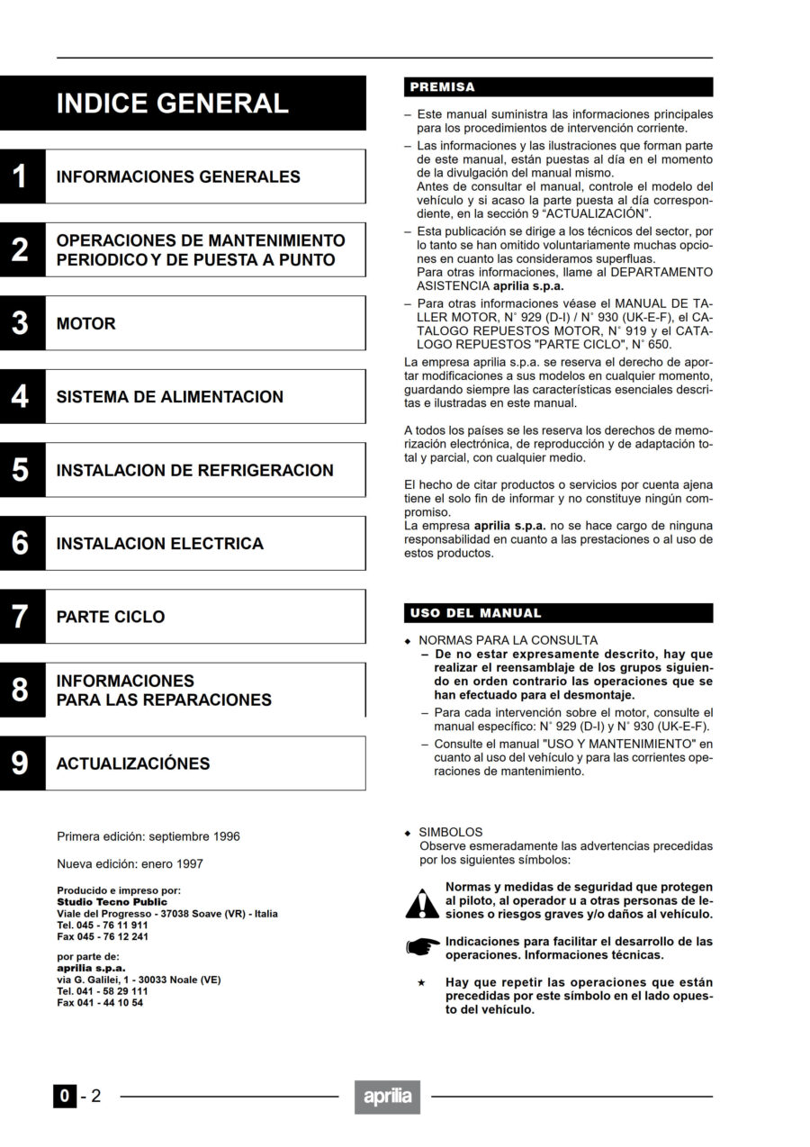 Manual De Serviços - Aprilia - Leonardo 125 - 1997