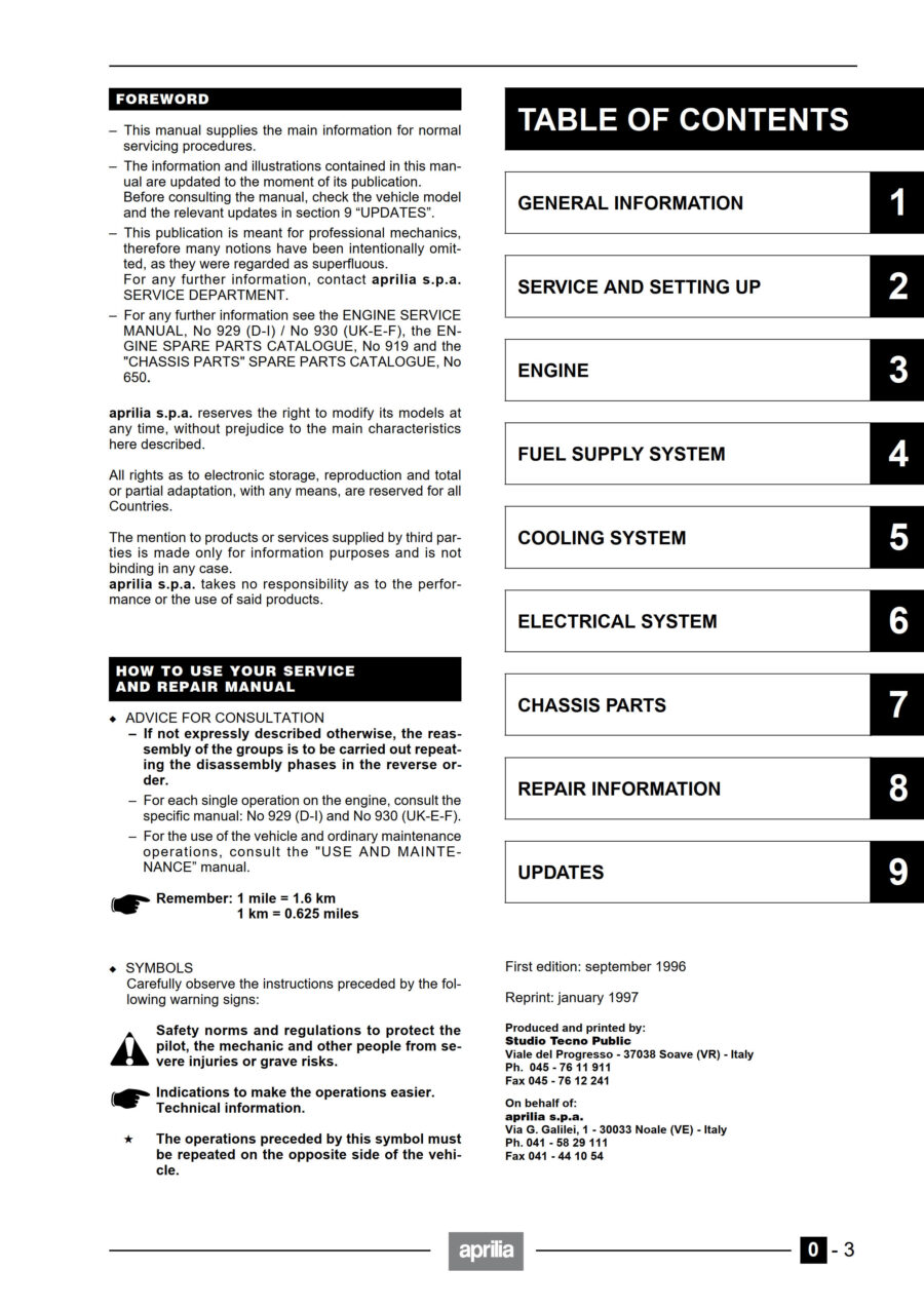 Manual De Serviços - Aprilia - Leonardo 125 - 1997