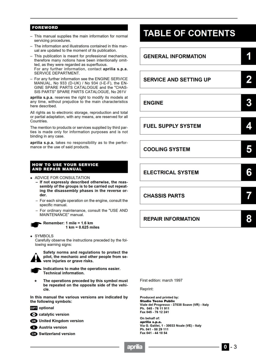 Manual De Serviços - Aprilia - Pegaso 650 - 1997