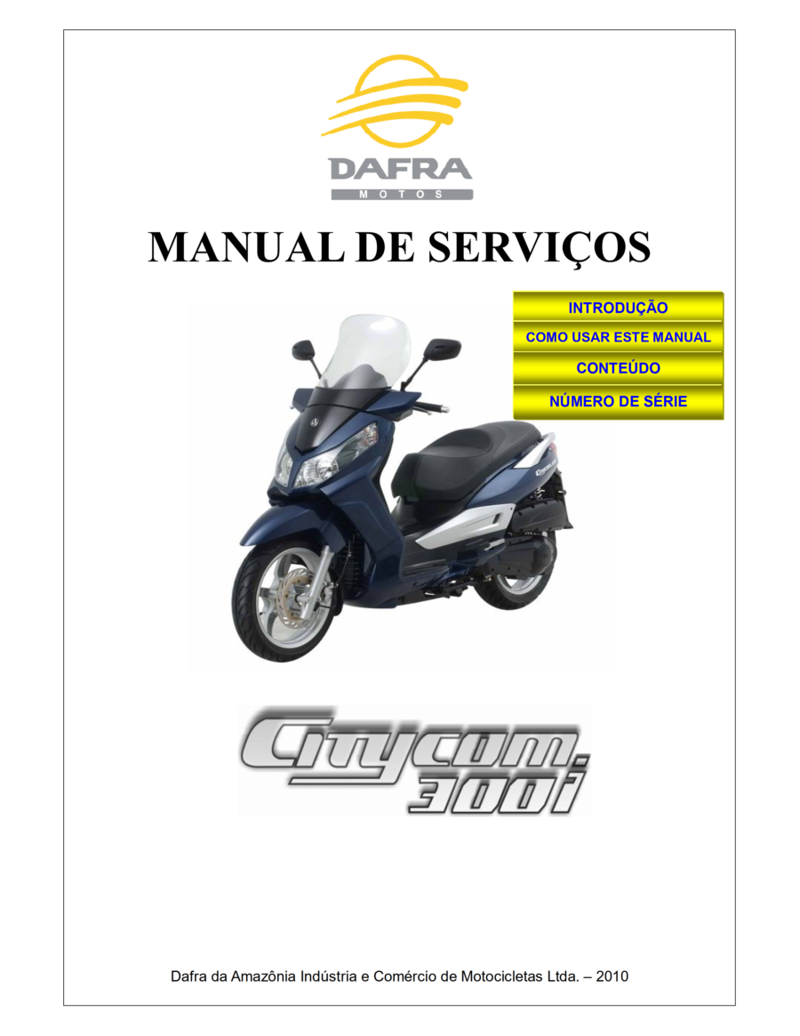 Manual De Serviços - Dafra - Citycom 300i - 2010