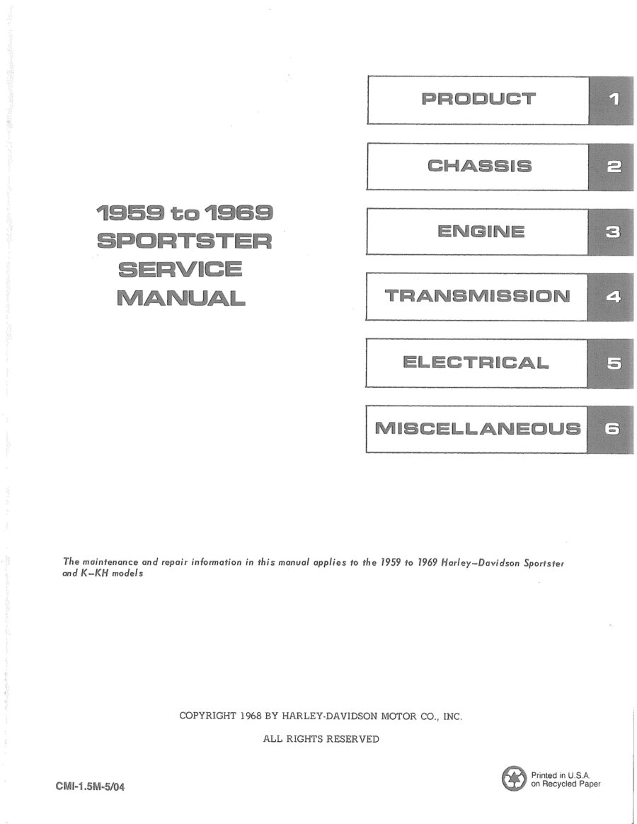 Manual De Serviços - Harley Davidson - Sportster Models - 1959 - 1969