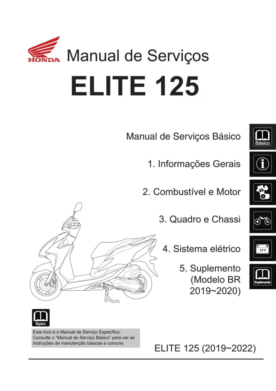 Manual De Serviços - Honda - ELITE 125 - 2019 - 2022