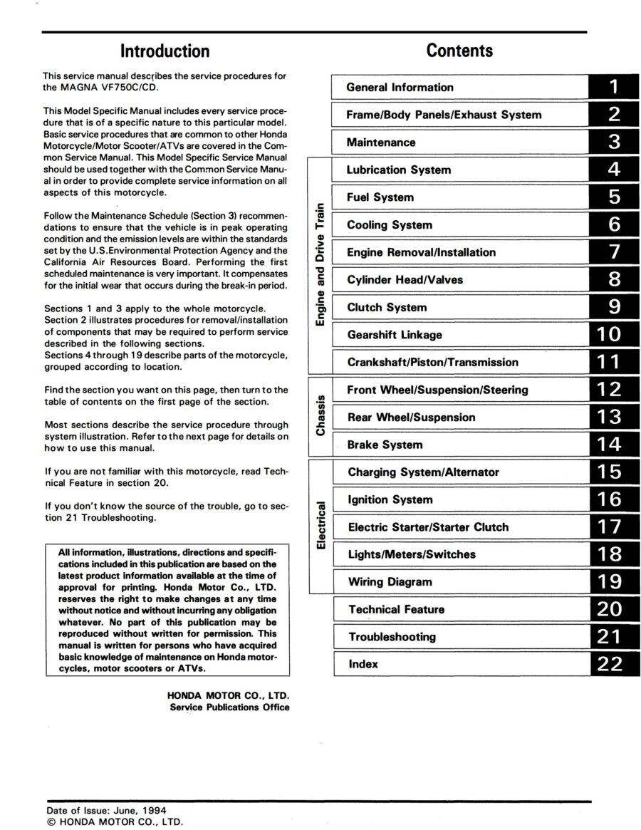 Manual De Serviços - Honda - MAGNA VF 750C - 1994 - 2003