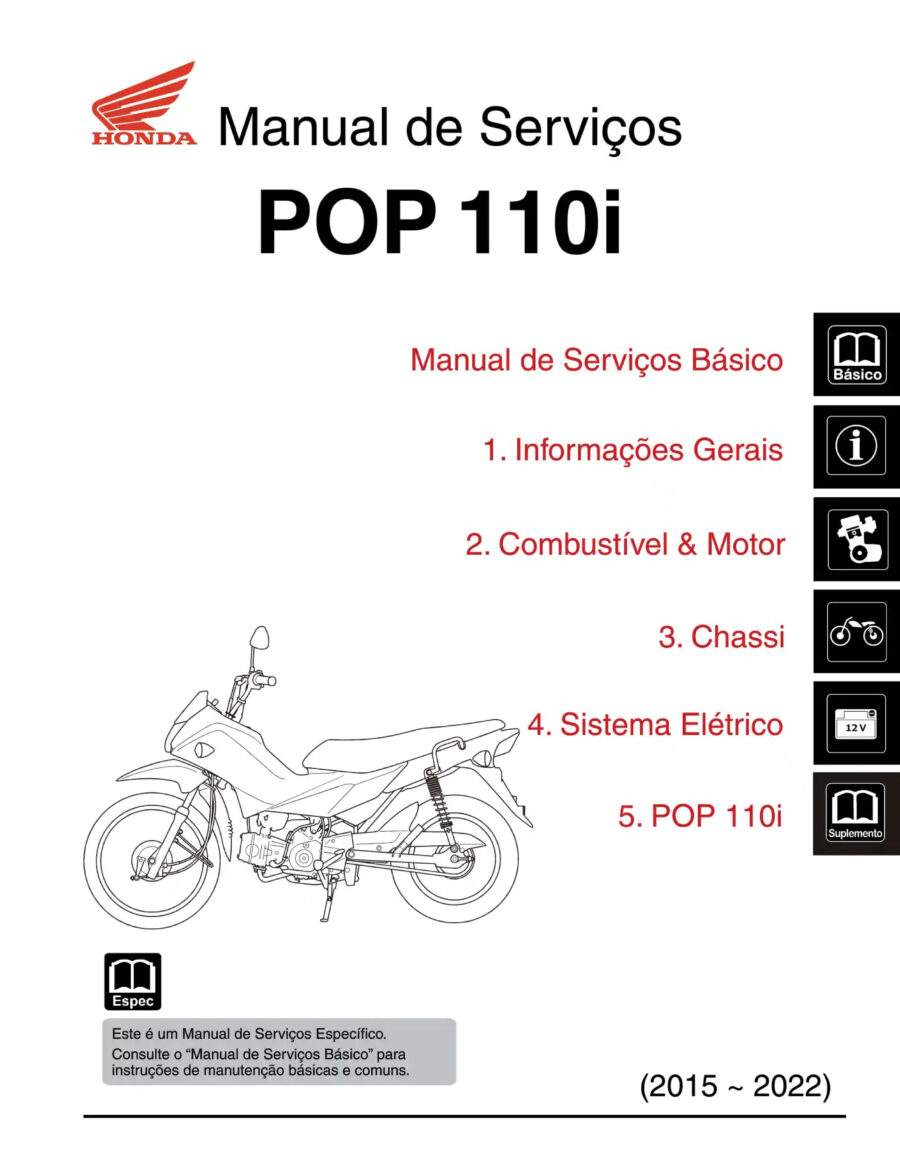 Manual De Serviços - Honda - POP 110i - 2015 - 2022