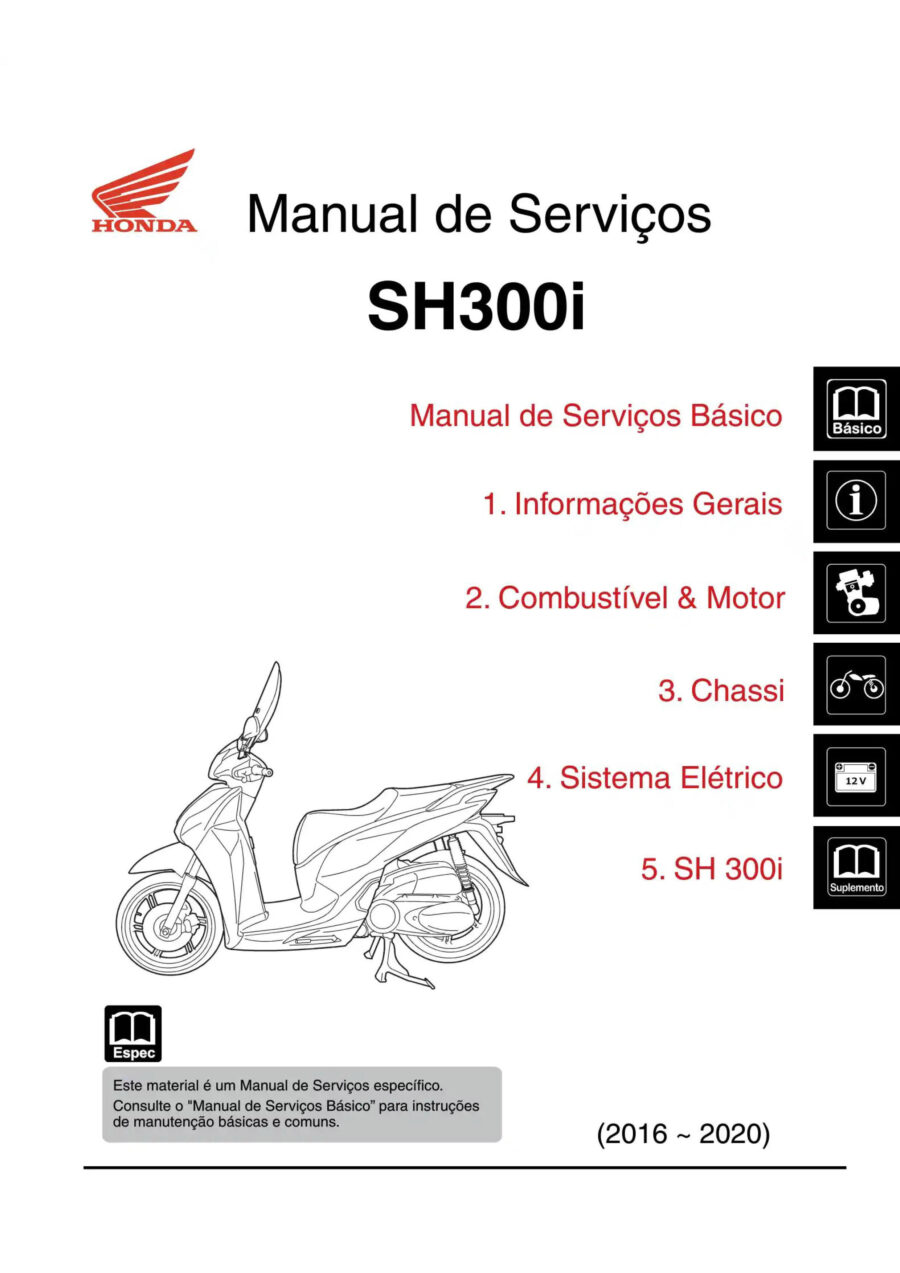 Manual De Serviços - Honda - SH 300i - 2016 - 2020