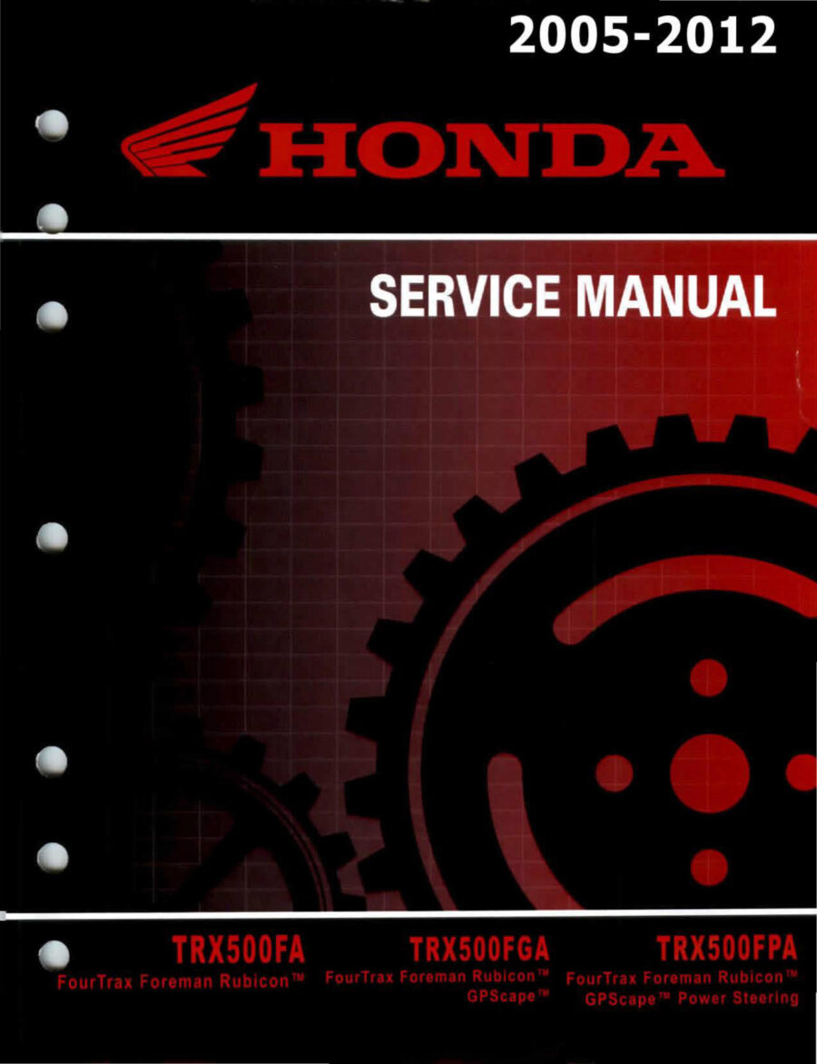 Manual De Serviços - Honda - TRX 500 FA - FGA - FPA - FOURTRAX FOREMAN RUBICON - 2005 - 2012