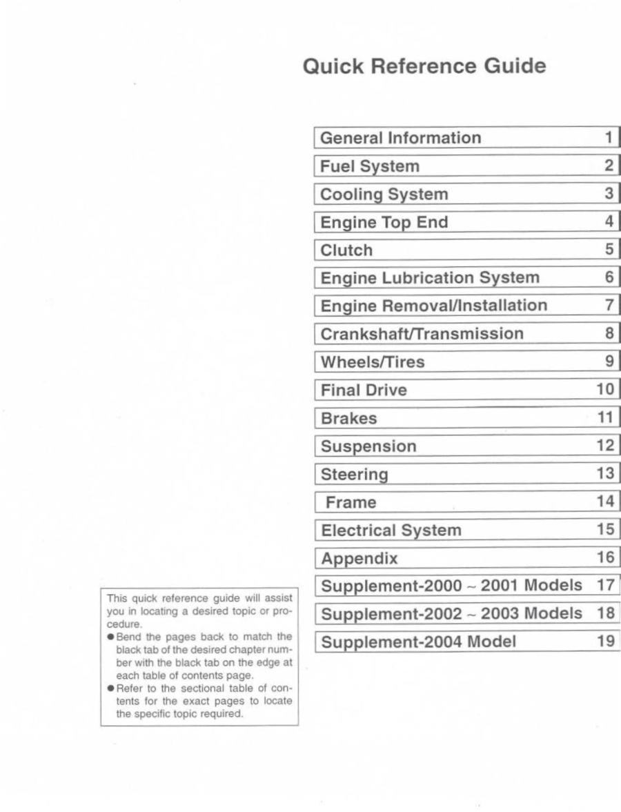 Manual De Serviços - Kawasaki - Vulcan 800 - VN 800 - 1996 - 2002