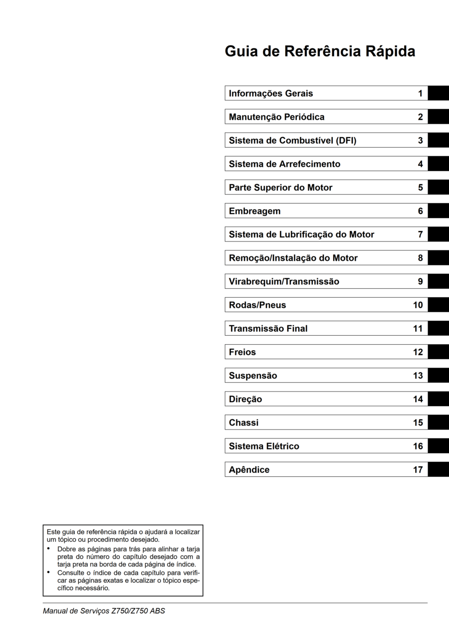 Manual De Serviços - Kawasaki - Z750 - Z750 ABS - 2008 - 2011