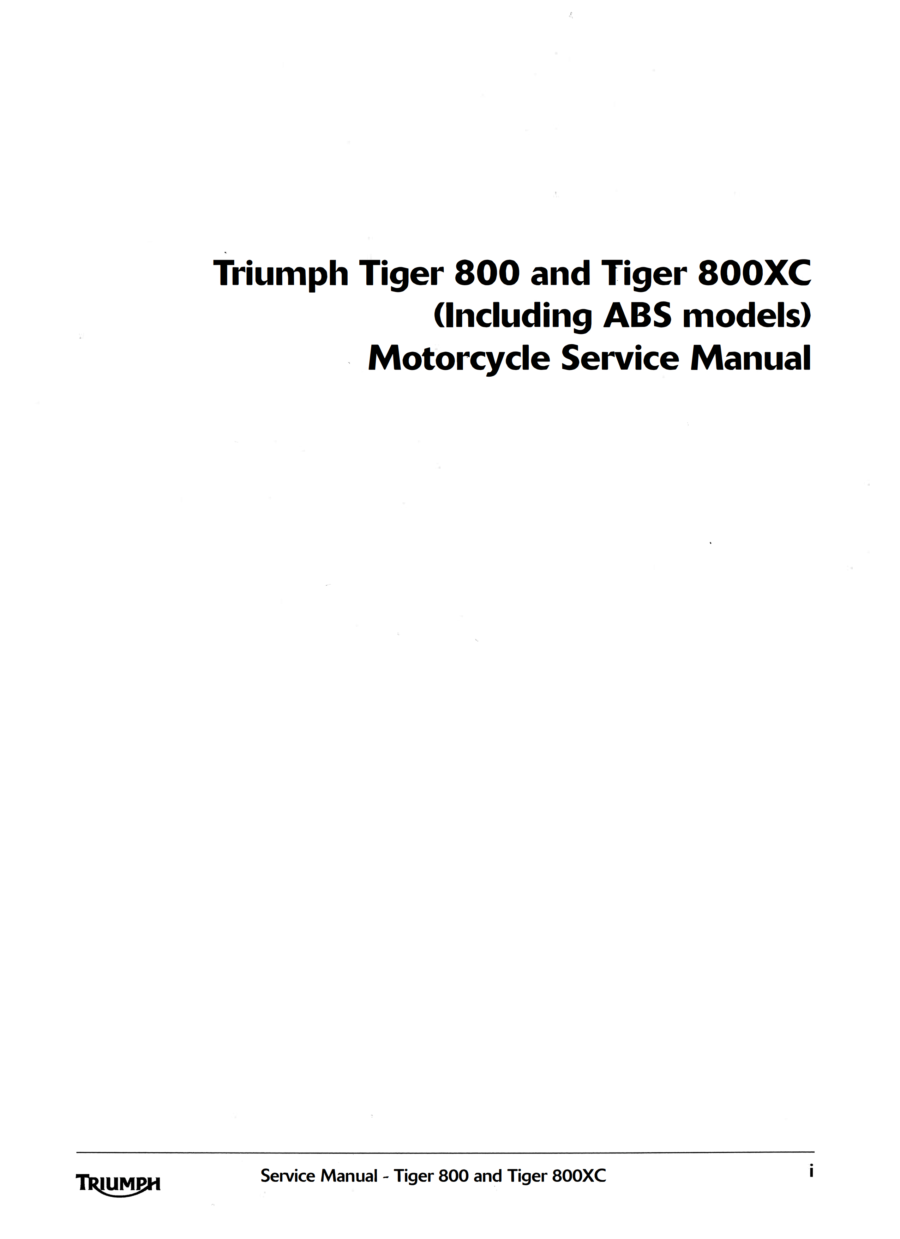 Manual De Serviços - Triumph - Tiger 800 - 800 XC ABS - 2010 - 2014