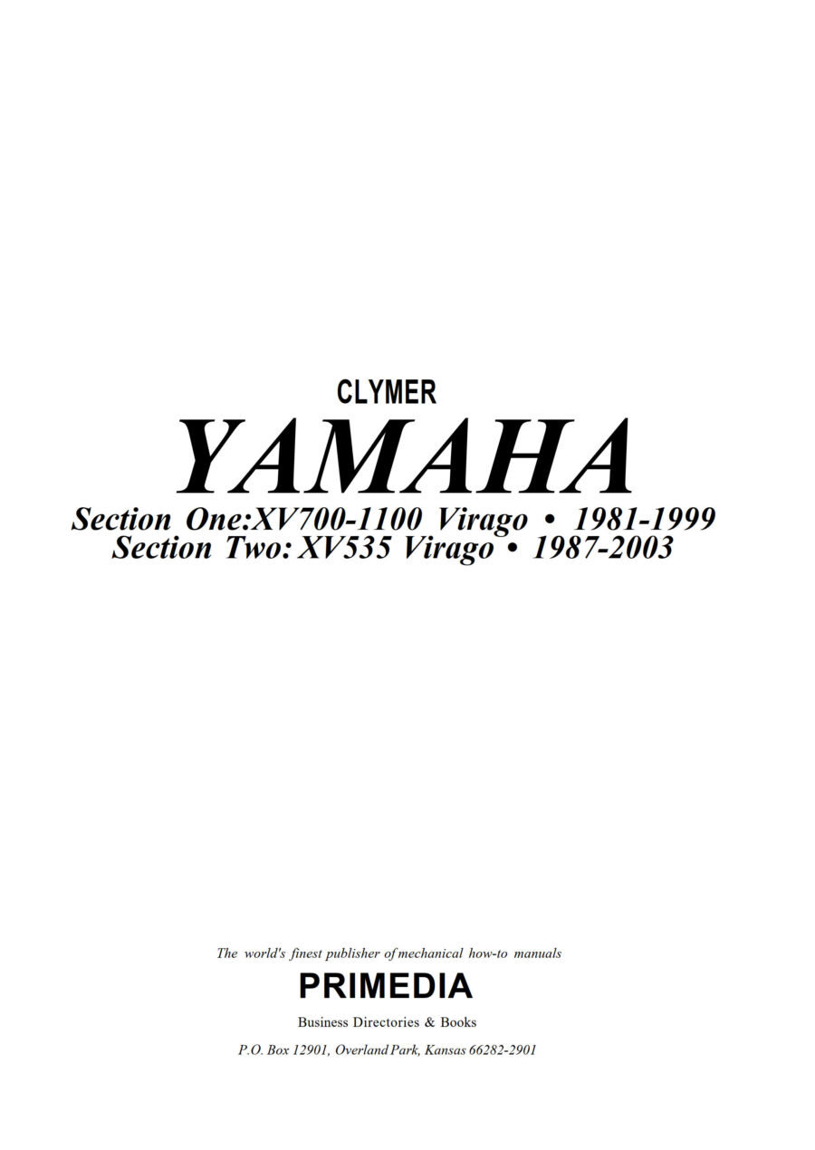 Manual De Serviços - Yamaha - XV 535 - 700 - 750 - 920 - 1000 - 1100 Virago - 1987 - 2003