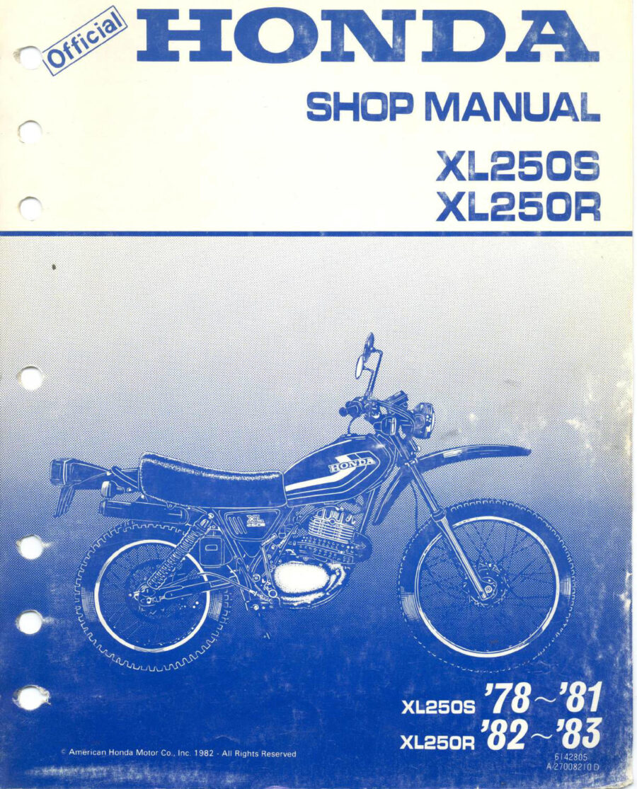 Manual de Serviços - Honda - XL 250S - 1978 - 1981 - XL 250R - 1982 - 1983