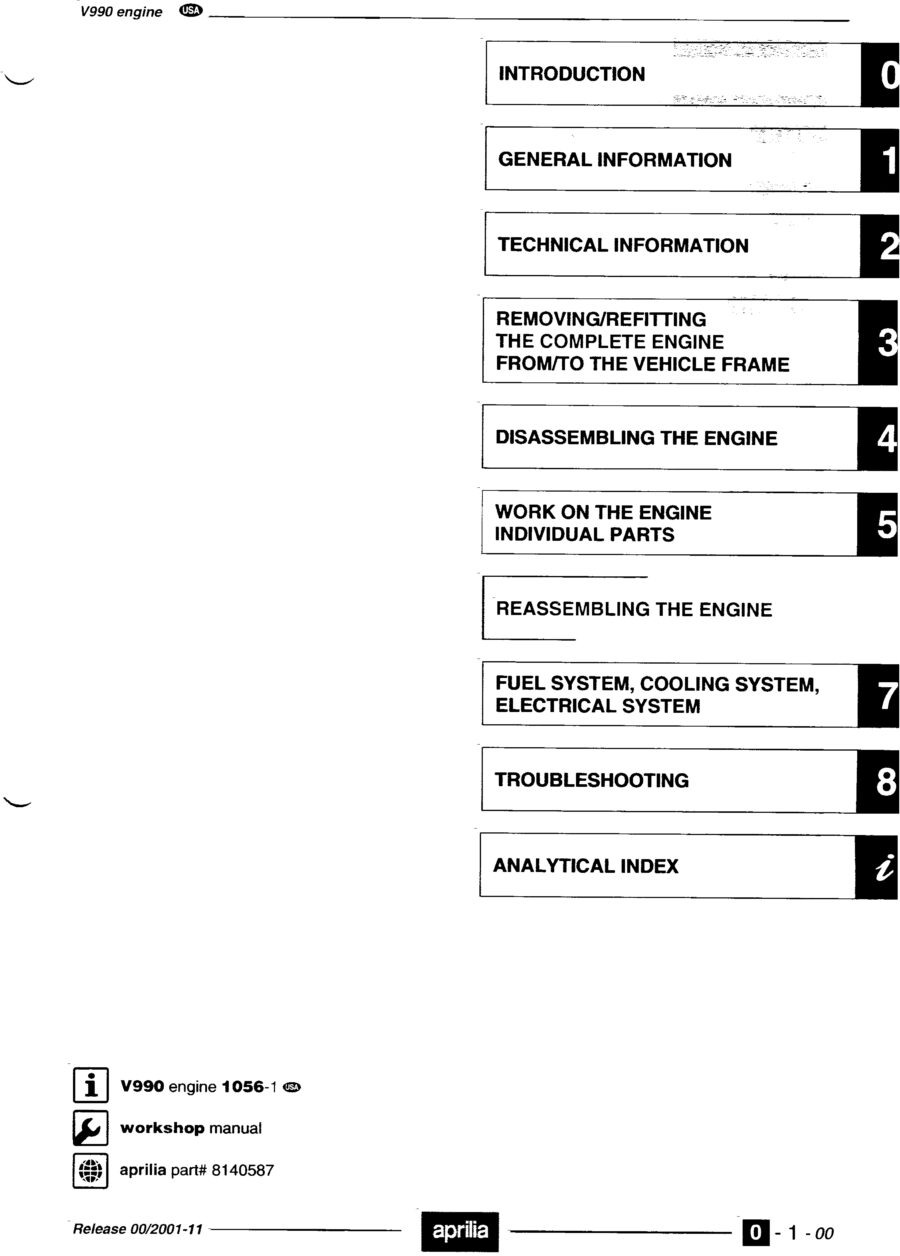 Manual De Serviços - Aprilia - MOTOR V990 - 2001